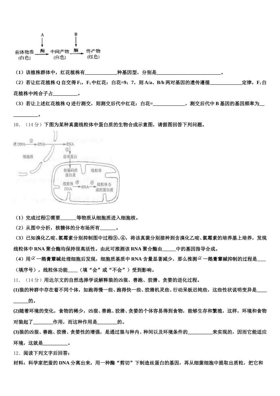 本溪市重点中学2025届生物高一下期末质量跟踪监视模拟试题含解析_第3页