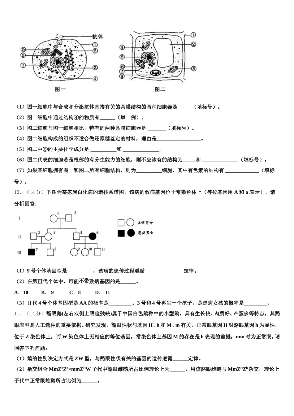 2024-2025学年辽宁省葫芦岛市建昌县高级中学高一生物第二学期期末达标检测试题含解析_第3页