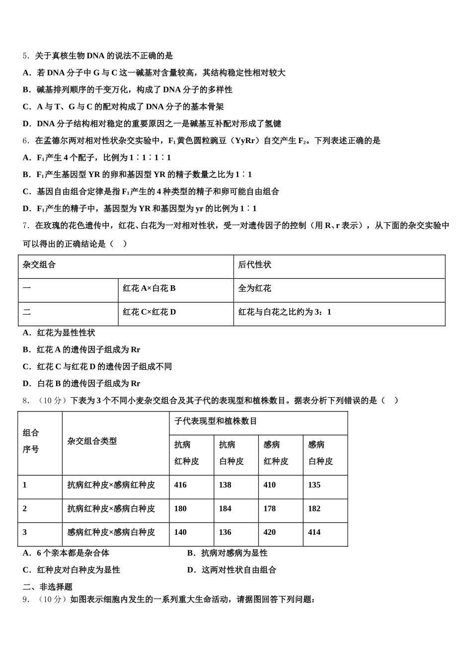 2024-2025学年辽宁沈阳市东北育才学校科学高中部生物高一下期末预测试题含解析_第2页
