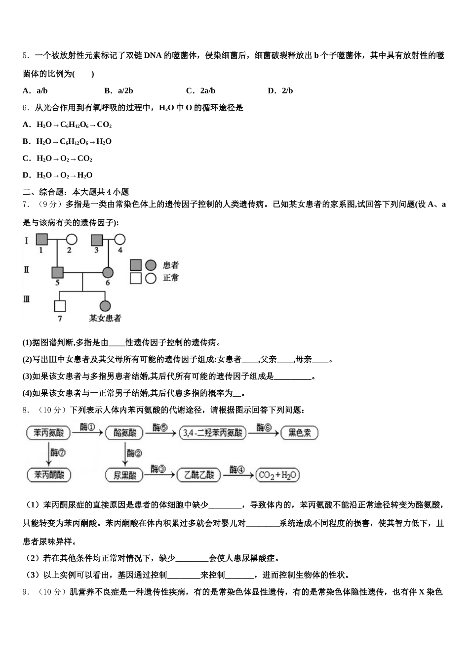 营口市重点中学2025届高一下生物期末质量跟踪监视试题含解析_第2页