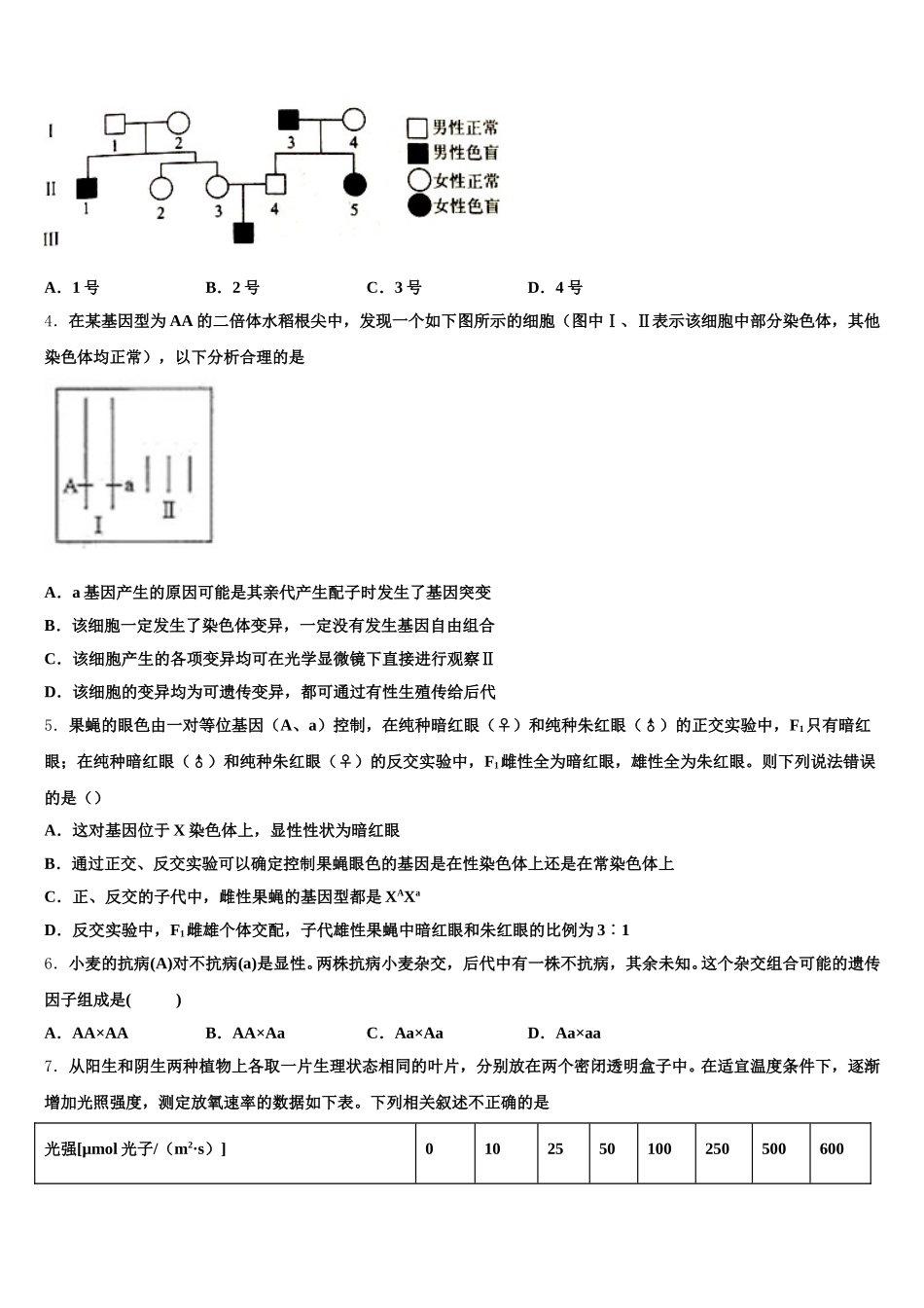 辽宁省大连渤海高级中学2025年高一下生物期末调研试题含解析_第2页