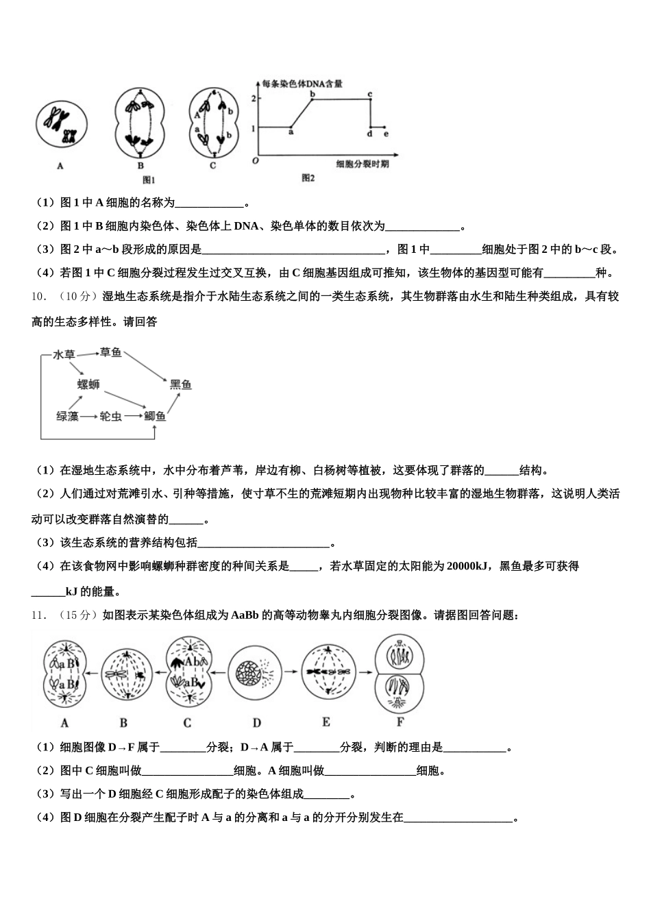 辽宁省大连经济技术开发区得胜高级中学2024-2025学年生物高一下期末调研模拟试题含解析_第3页