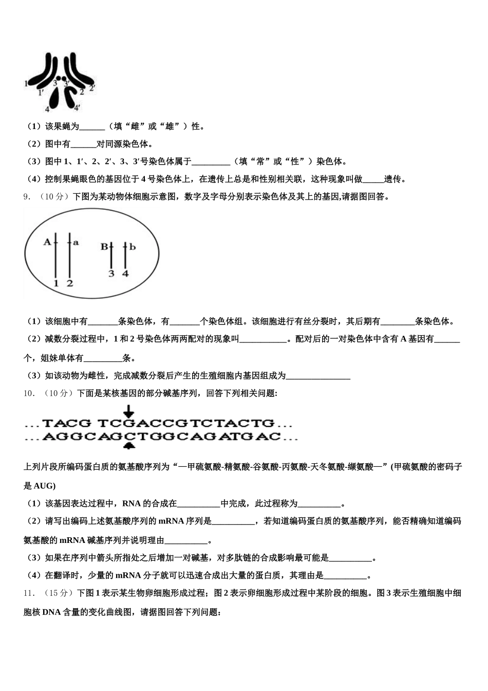 2025届营口市重点中学高一生物第二学期期末学业质量监测模拟试题含解析_第3页
