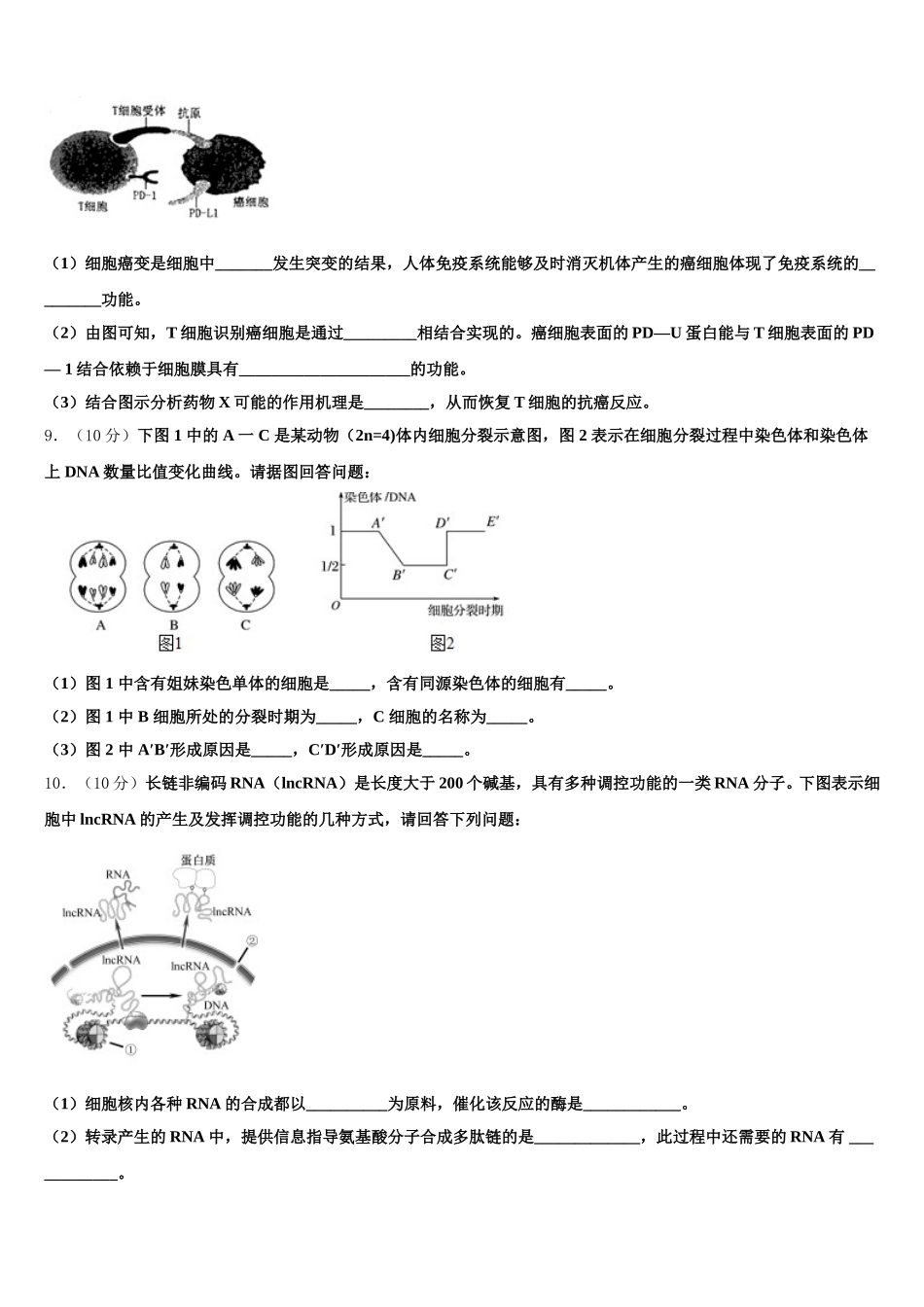 2025届辽宁省抚顺市省重点高中协作校生物高一下期末考试模拟试题含解析_第3页