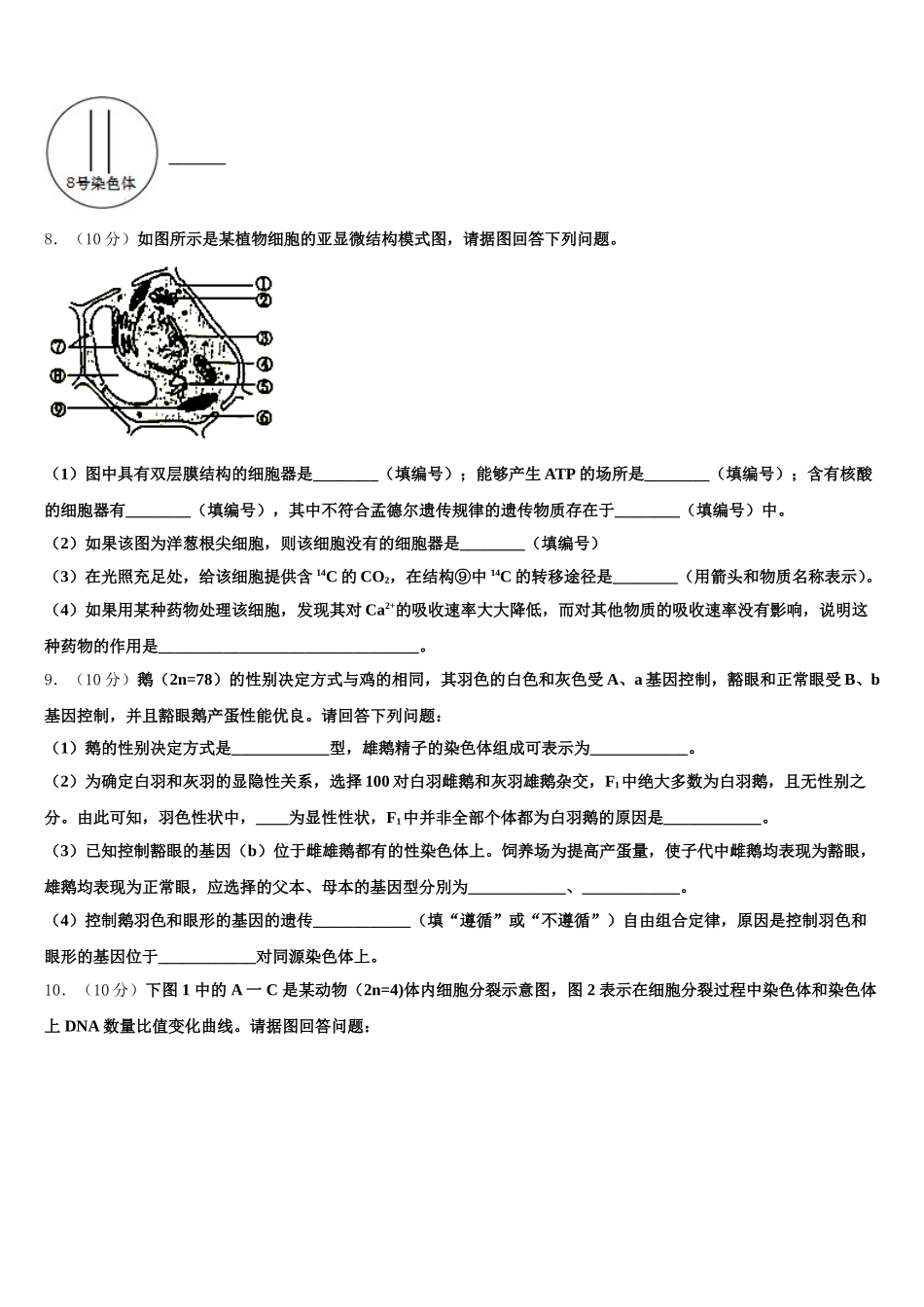 2024-2025学年辽宁省瓦房店市高一下生物期末监测模拟试题含解析_第3页