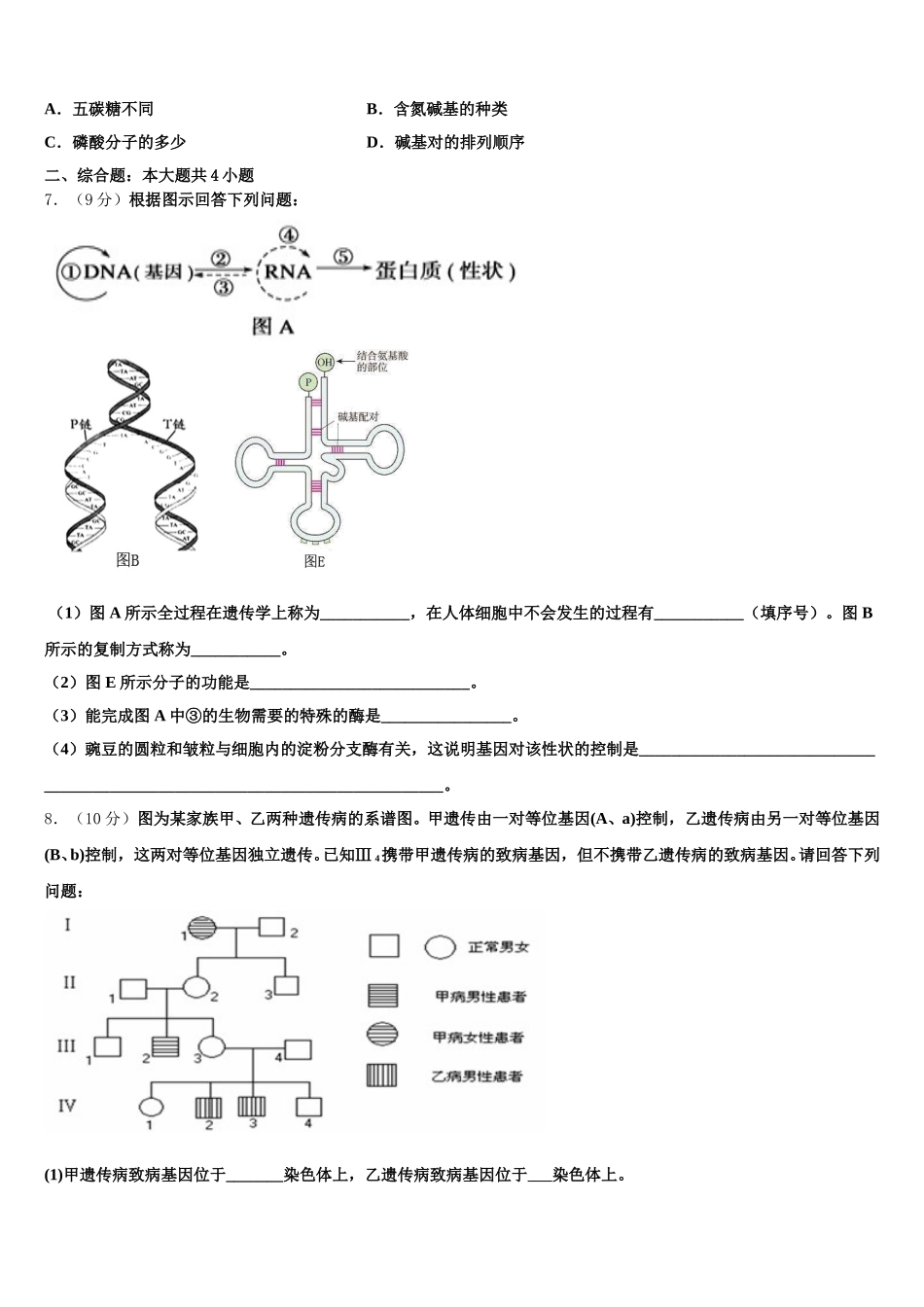 2025届辽宁省葫芦岛市六校协作体生物高一第二学期期末复习检测模拟试题含解析_第2页