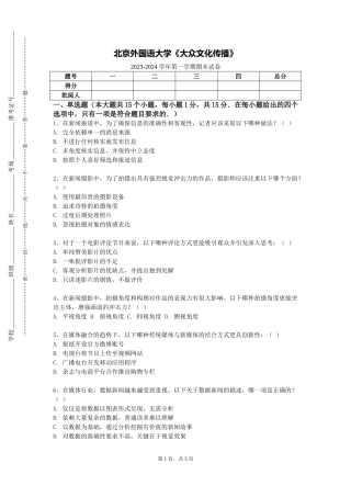 北京外国语大学《大众文化传播》2023-2024学年第一学期期末试卷