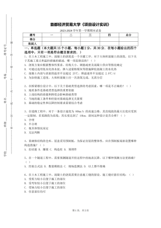 首都经济贸易大学《项目设计实训》2023-2024学年第一学期期末试卷