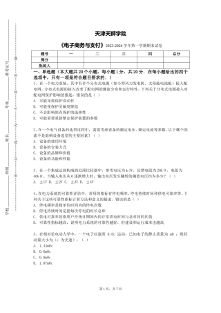 天津天狮学院《电子商务与支付》2023-2024学年第一学期期末试卷